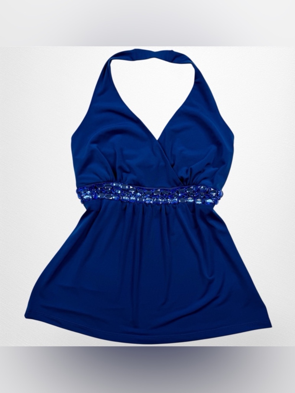 Y2K Blue Bejeweled Halter Top